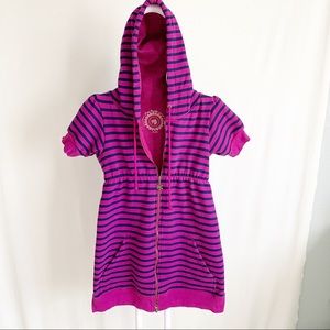 Free People  Stripe Hoodie zip Tunic Top dress